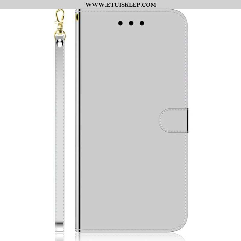 Etui Folio do iPhone 14 Pro Osłona Lusterka Ze Sztucznej Skóry